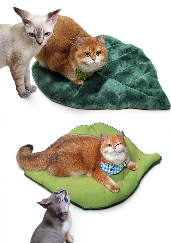 Rzxlszy Cat Leaf Mat Flannel Cotton Pet Bed Mat-2