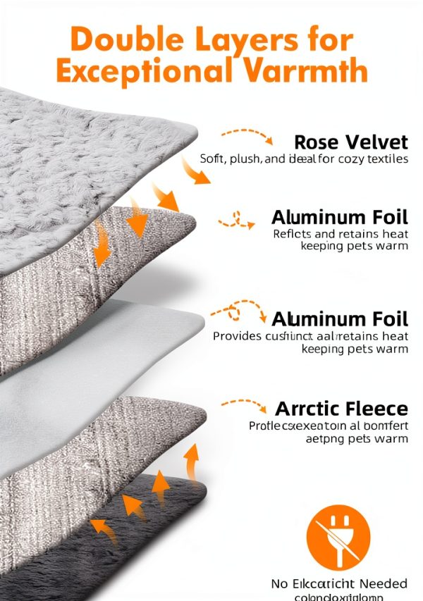 Papettly Self Heating Cat Bed Mat Plush Rose Velvet-1