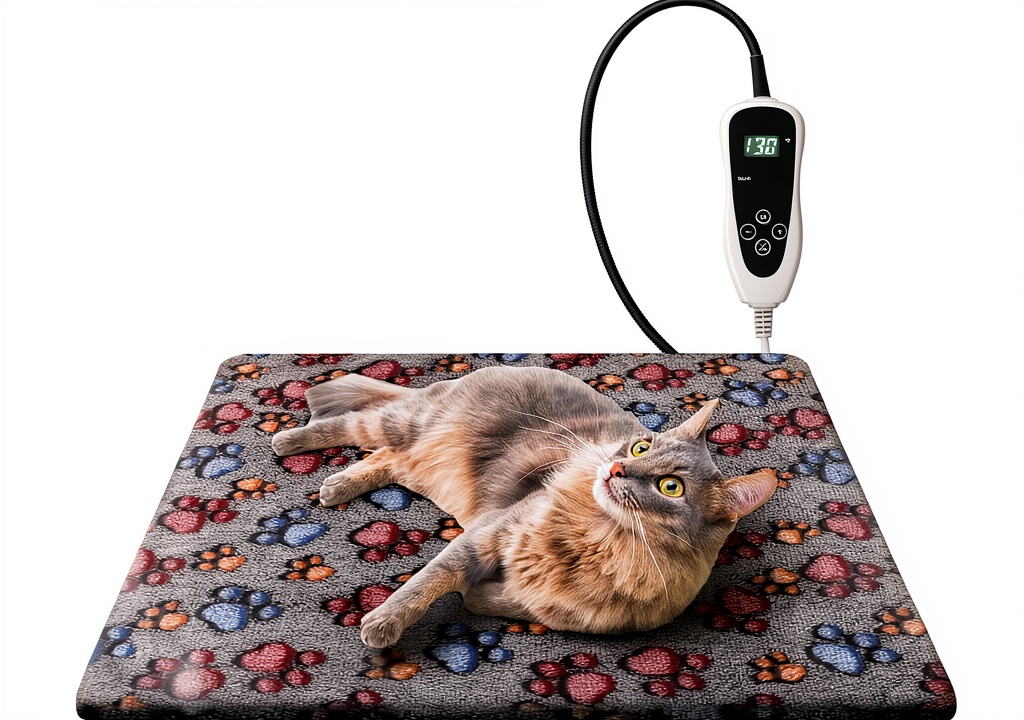 Newget pet heating pad on a cozy pet bed